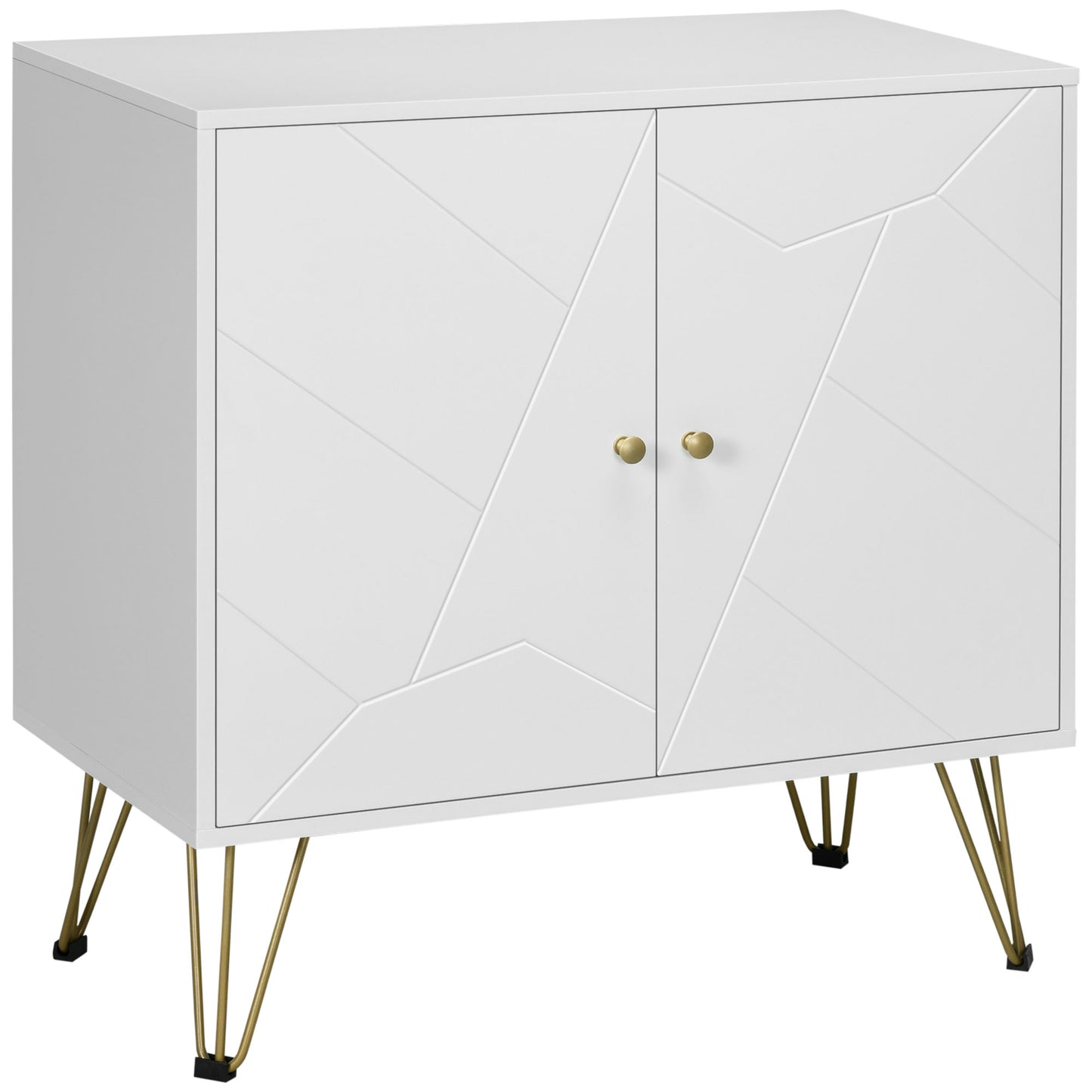 Vifiva White Slim Sideboard With Gold Hairpin Legs 2 Doors