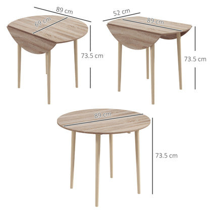 Levadifi Solid Wood Natural Round Folding Dining Table Seating 4 With TaFauxred Legs