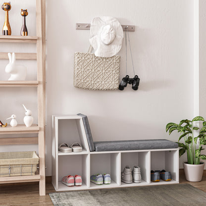 Litadi Wood White Cube Bookcase With Cushioned Seat And Storage Cabinet
