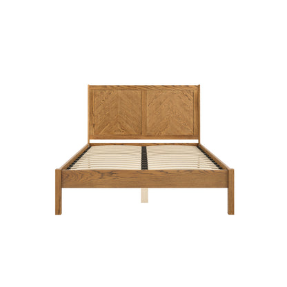Dungarvan Chevron Zig Zag Natural Wood 4ft6 Double Bed with Headboard