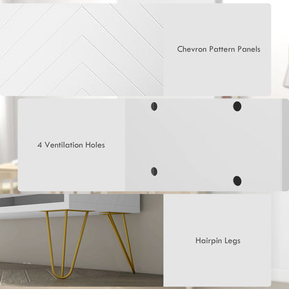 Zikase Wooden White Chevron Slim Shoe Cabinet With 4 Flip Drawers For 16 Pairs