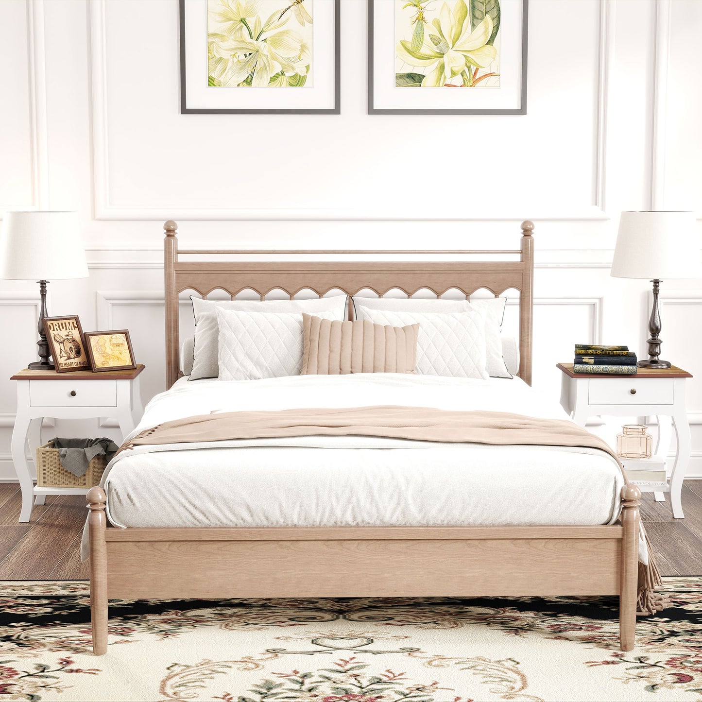 Rifipa White Set Of 2 French Style Bedside Tables With Drawer And Open Shelf