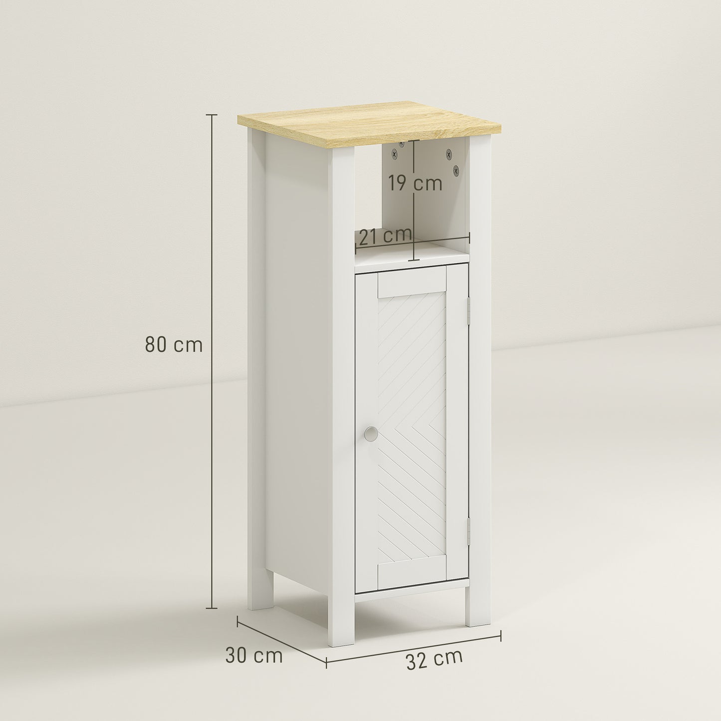 Redove Vama Compact Slim Bathroom Storage Unit With OFauxn Shelving And Adjustable Interior White 32 x 30 x 80 cm