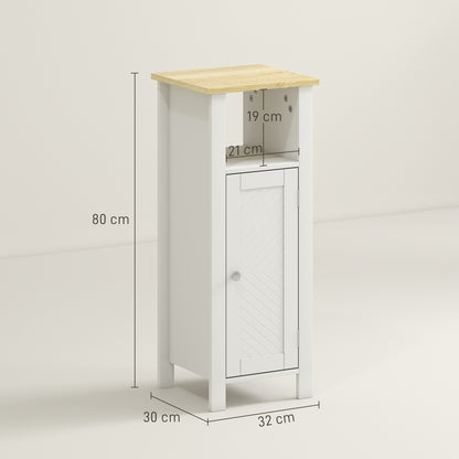 Redove Vama Compact Slim Bathroom Storage Unit With OFauxn Shelving And Adjustable Interior White 32 x 30 x 80 cm