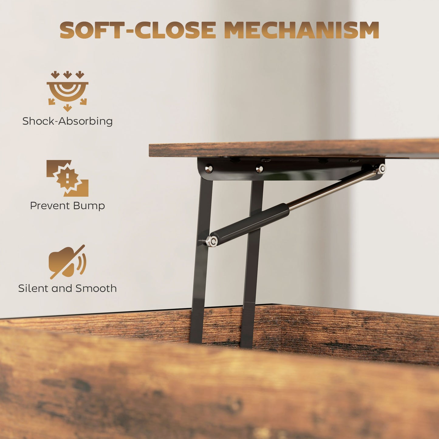 Vitoli Wooden Rustic Brown Lift Top Coffee Table With Storage Compartment