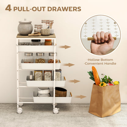 Lubani Metal White 5 Tier Storage Trolley On Wheels