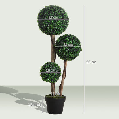 Moneri Dark Green Artificial Boxwood Ball Topiary Tree In Pot For Decorative Use