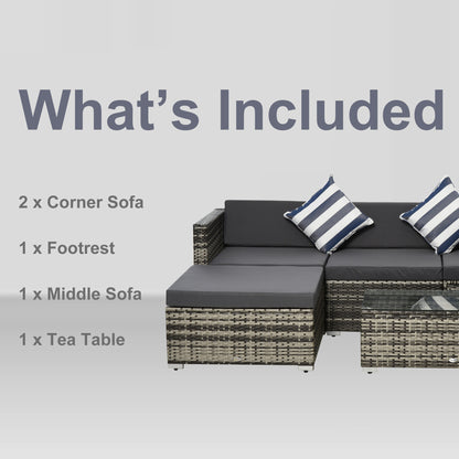 Eltami Rattan Grey 4 Seater Outdoor Sectional Sofa Set