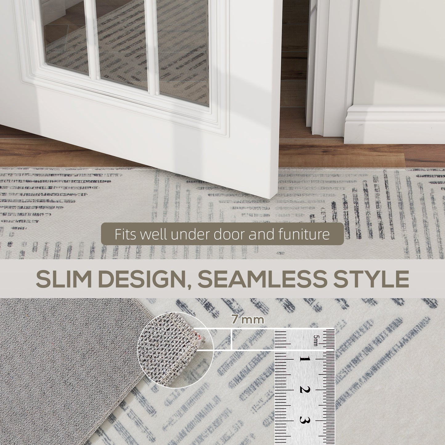 Fave 170cm Grey Geometric Non Slip Washable Rug