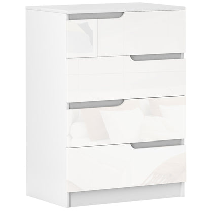 Valudi High Gloss White 4 Drawer Chest With Gloss Front Panels