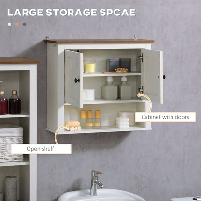 Modile Wall Mounted Farmhouse Style Bathroom Storage Cabinet In White