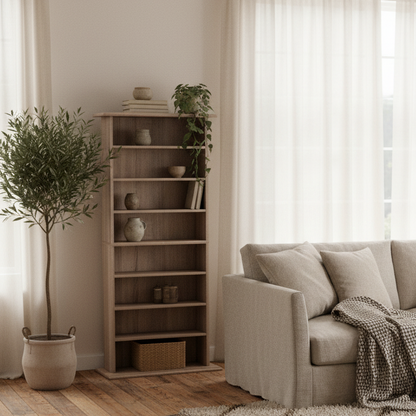 Paleni Wooden Natural Finish Shelving Storage Unit Bookcase