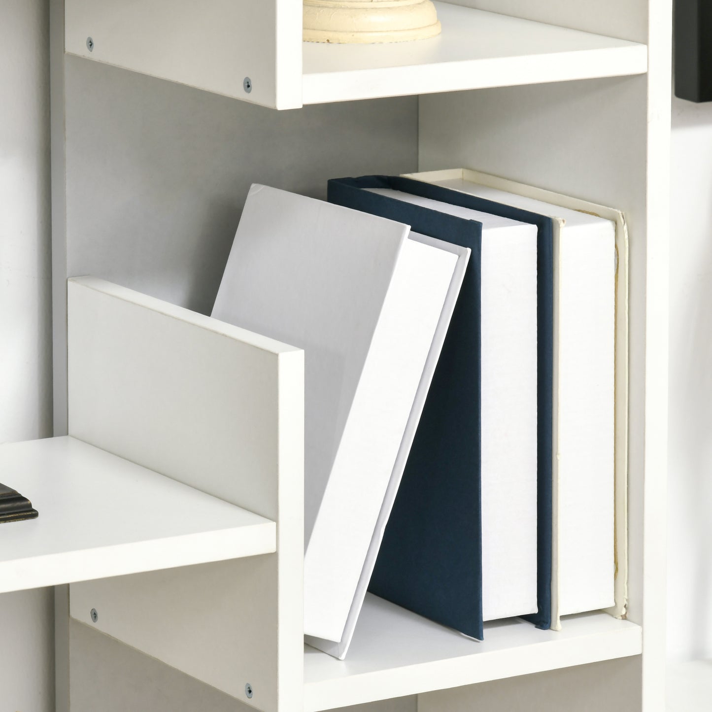 Linoma Wood White 6 Tier Modern Bookcase With 11 OFauxn Shelves