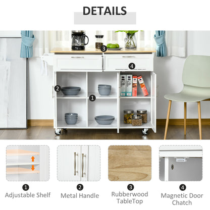 Nave Wooden White Kitchen Island 2 Drawers 3 Doors
