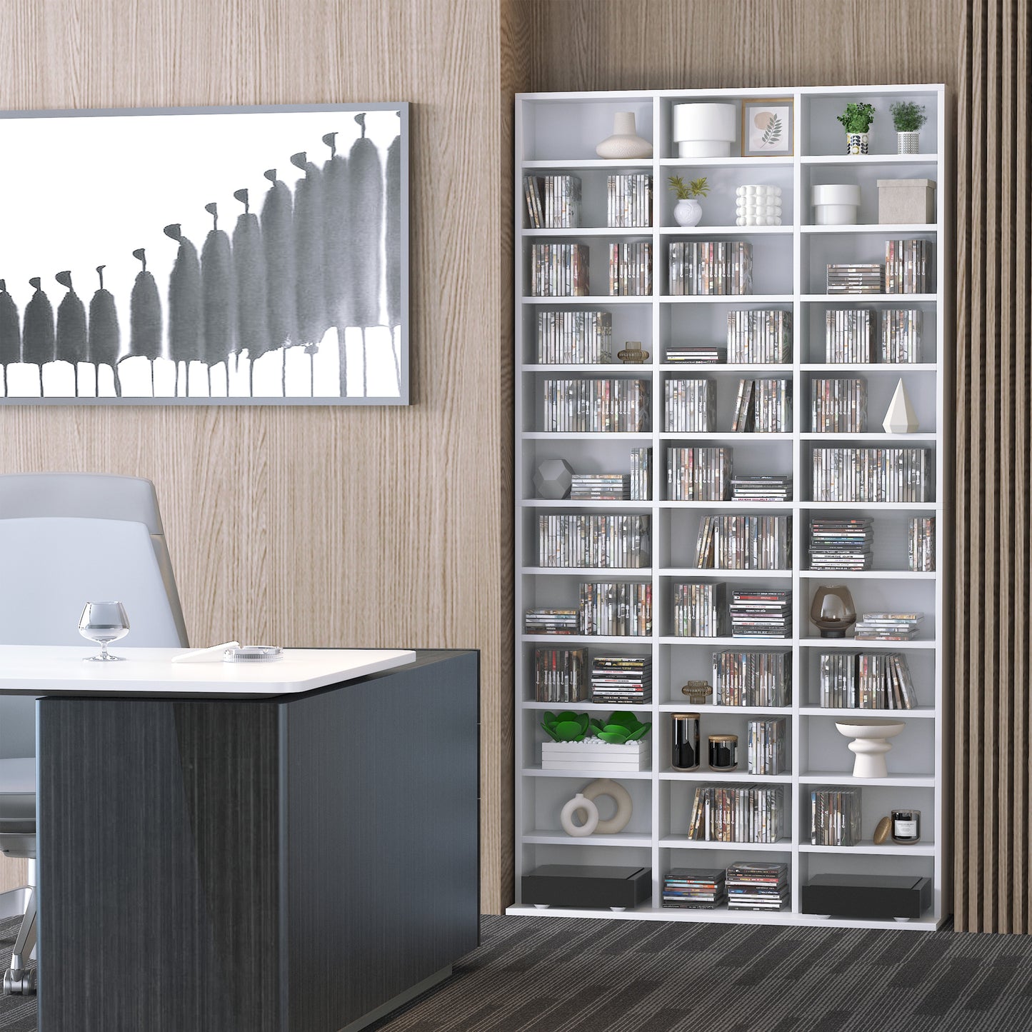 Vemini Wood White Storage Unit With 33 Adjustable Compartments