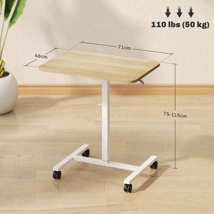 Noyoti White And Wood Effect Adjustable Laptop Stand Desk