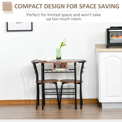 Vidiba Wooden Natural 3 Piece Compact Dining Set