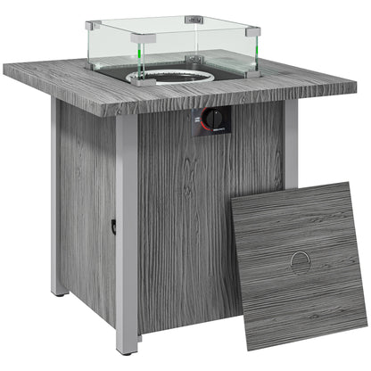 Lenefa Steel Grey Wood Effect Outdoor Gas Fire Pit Table