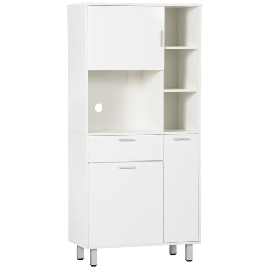 Toviha 166cm Wooden White Modern Kitchen Cabinet With Shelves Drawer And Open Counter