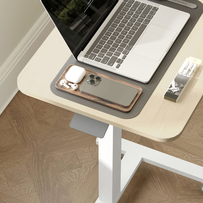 Coviro Small 65cm White And Wood Effect Desk Adjustable Height