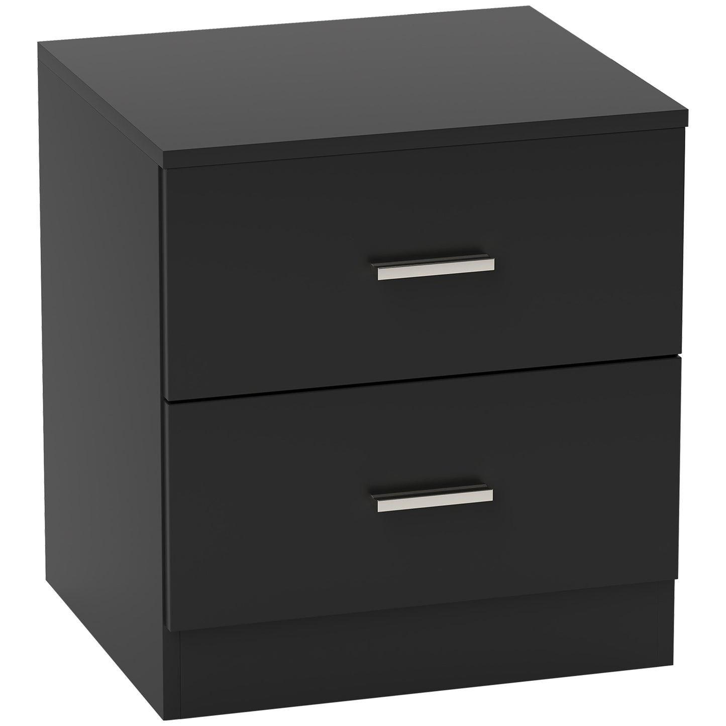 Rapa Raka Black Modern Bedside Table With 2 Drawer Storage
