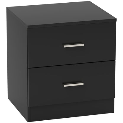 Rapa Raka Black Modern Bedside Table With 2 Drawer Storage