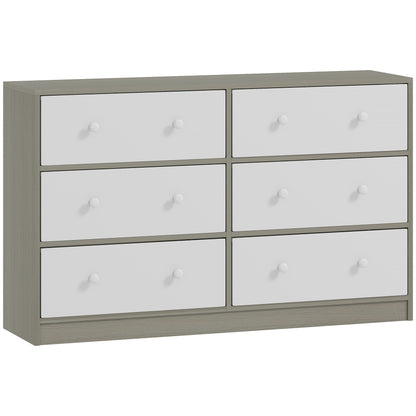 Nafiso Fabric And Wood White And Grey 6 Drawer Storage Dresser