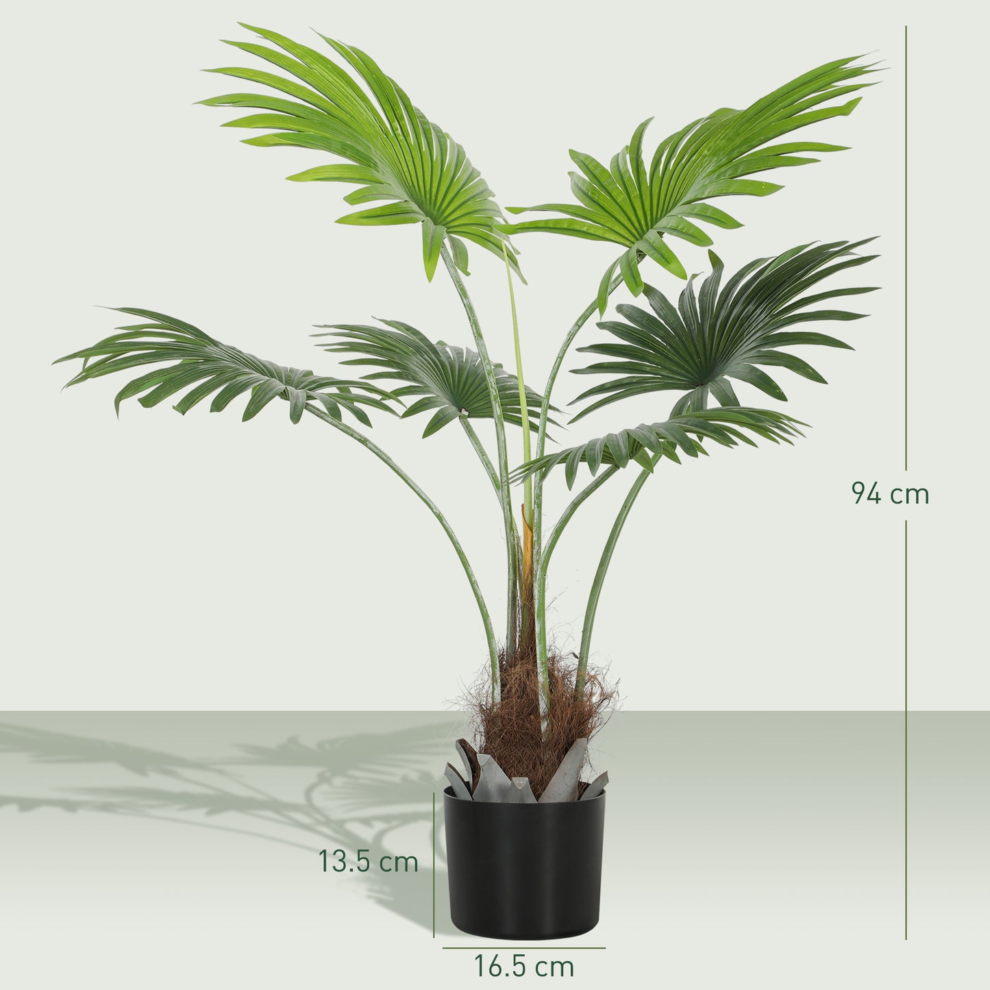Mazili Artificial Palm Style Tree With Realistic Leaf Detail And Coir Effect Base In Pot H8 94cm Green