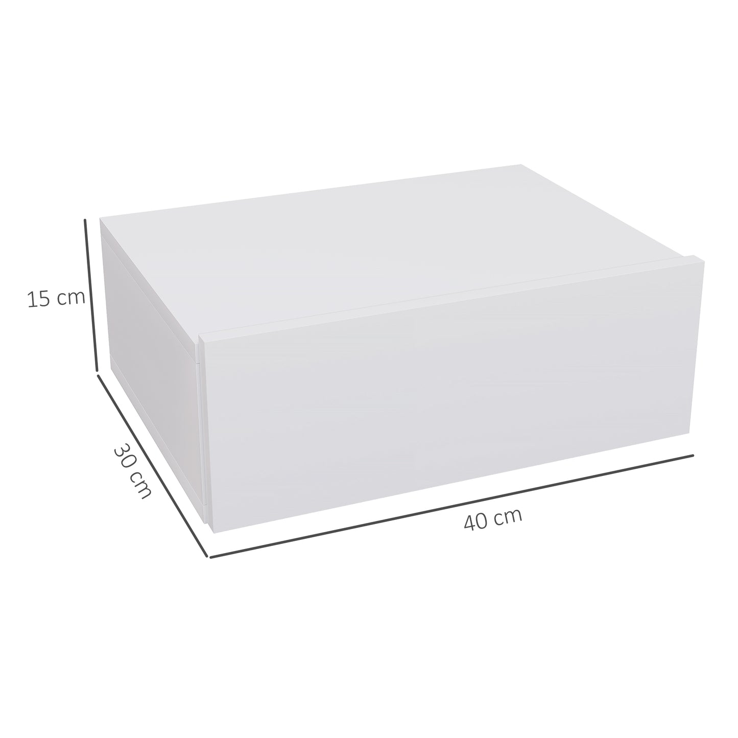 Sosa White Wall Mounted Floating Bedside Table With Storage Drawer