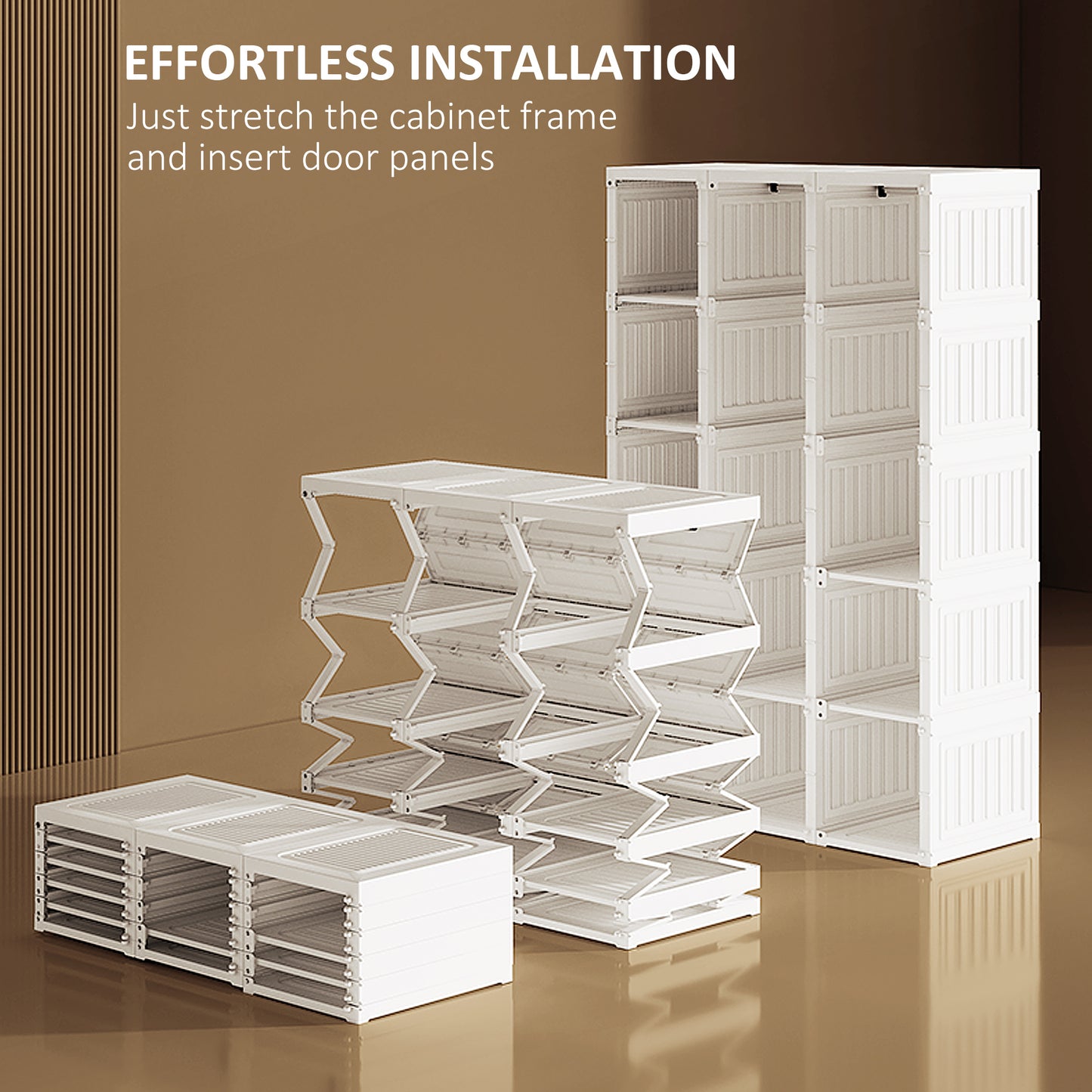 Belavani White Foldable Clothes Wardrobe With Cube Storage Hanging Rails And Magnetic Doors