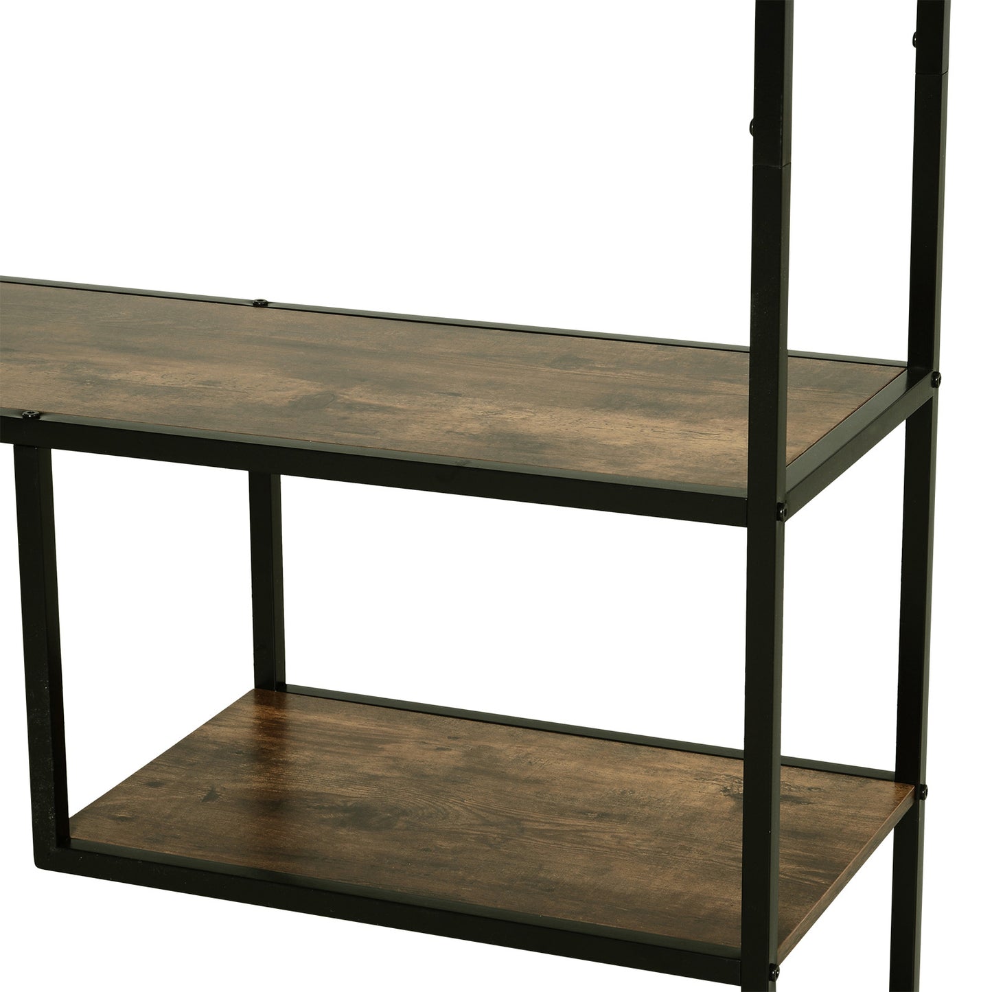 Elra Rana Metal And Wood Rustic Brown And Black 6 Tier Industrial Tall Bookcase