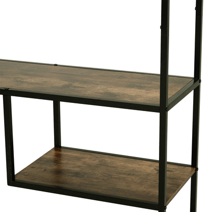 Elra Rana Metal And Wood Rustic Brown And Black 6 Tier Industrial Tall Bookcase