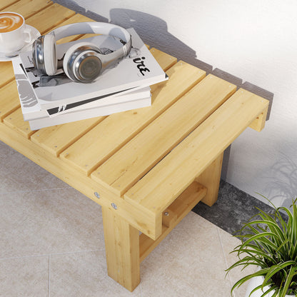Nika Fir Wood Natural 2 Seater Indoor Outdoor Garden Bench 110 x 38 x 35 cm