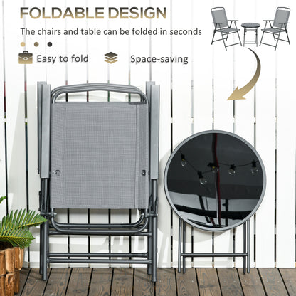 Tonopa Glass And Metal Light Grey 3 Piece Garden Seating Set With Table And Chairs