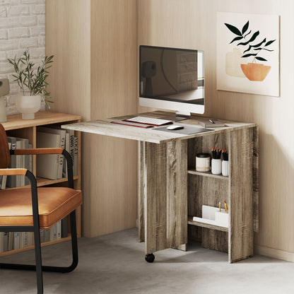 Tonana Tane Wooden Grey Ex10dable Drop Leaf Dining Table Seating 4 To 6 With Storage