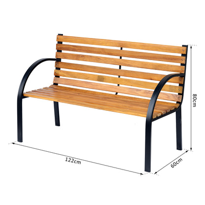 Nifalo 122cm Steel And Natural Slatted Wood Outdoor Garden Bench