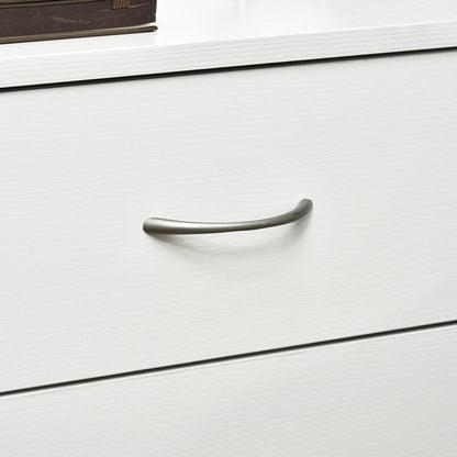 Yotose White Wood 3 Drawer Bedside Table with Silver Metal Handles