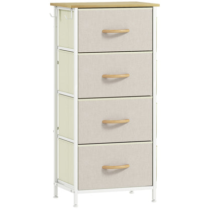 Limi Fabric And Metal Beige 4 Drawer Storage Chest