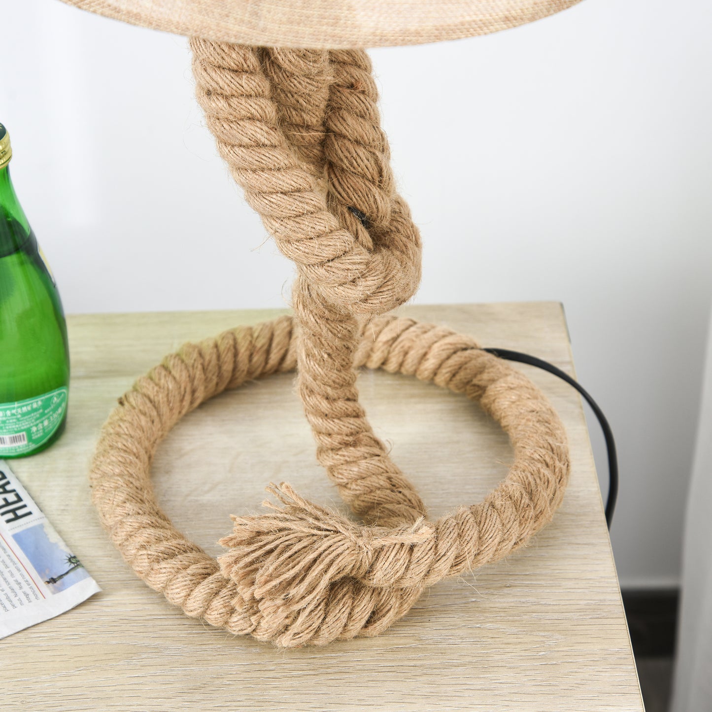 Virepa Metal And Fabric Beige Nautical Style Table Lamp With Fabric Shade And Power Switch 48 cm