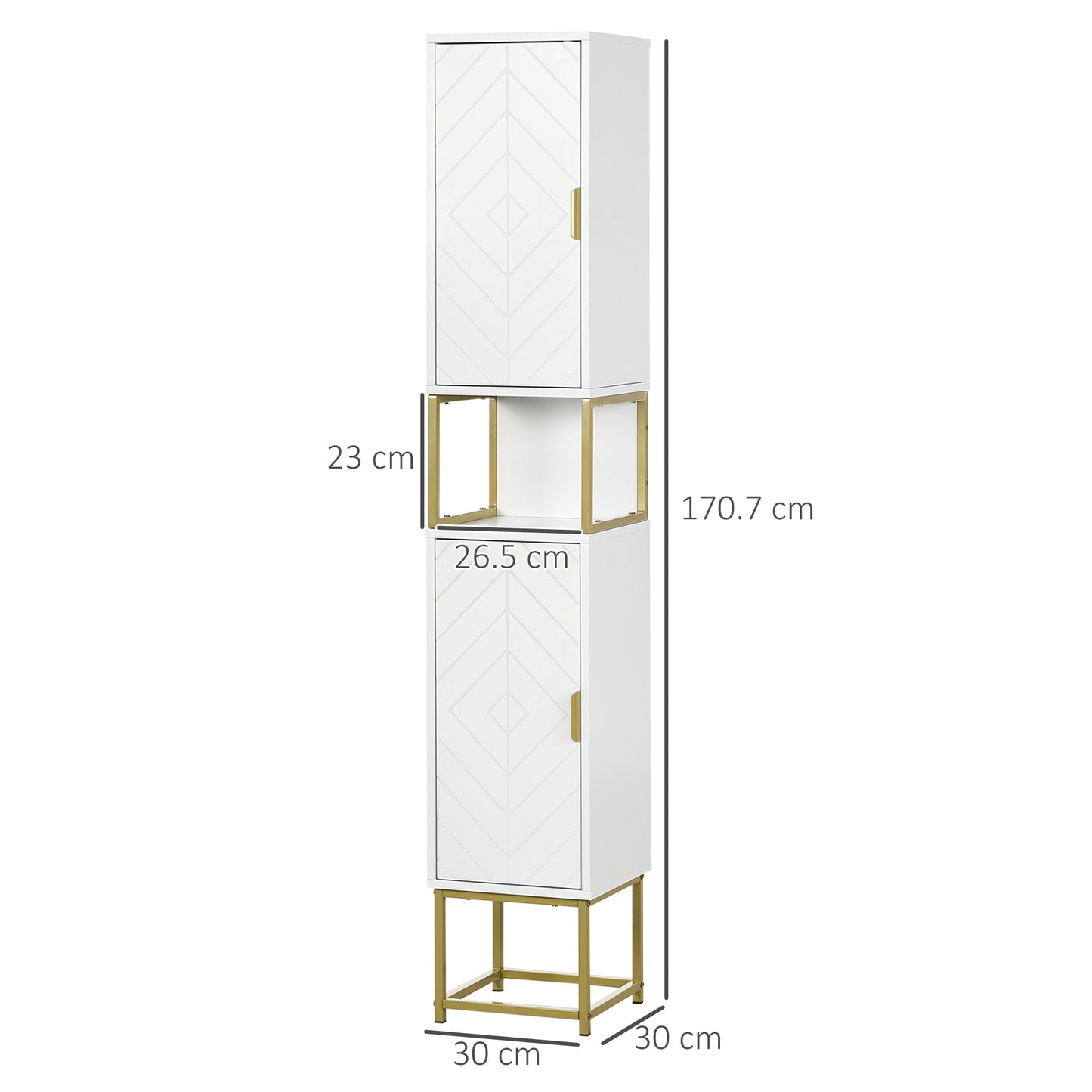Kacoel Tall Narrow Bathroom Storage Cabinet With Adjustable Shelves Double Doors And Steel Base White