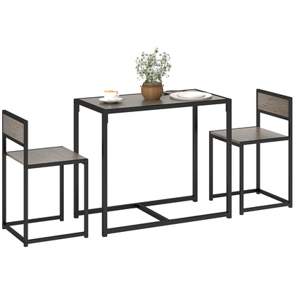 Zikeba Wooden Grey Wood Effect Compact Dining Table And Chair Set