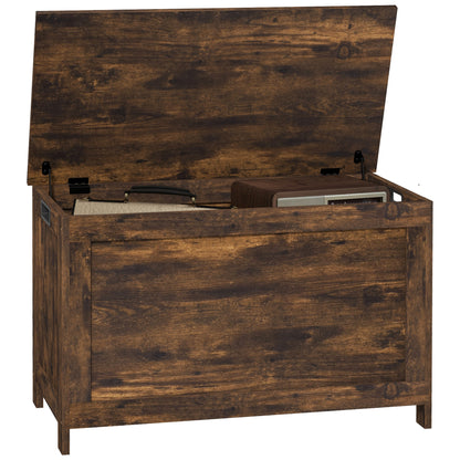 Vesoka Sake Rustic Brown Wooden Storage Chest With Safety Hinges 76 x 40 x 48 cm