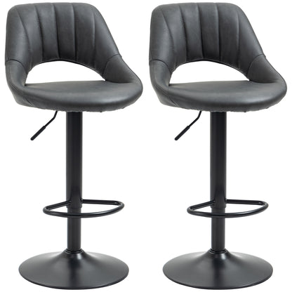 Dova Lure Faux Leather Grey Swivel Bar Stools Set Of 2 With Backrest And Footrest