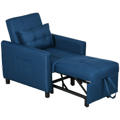 Haso Linen Look Dark Blue Single Sleeper Chair