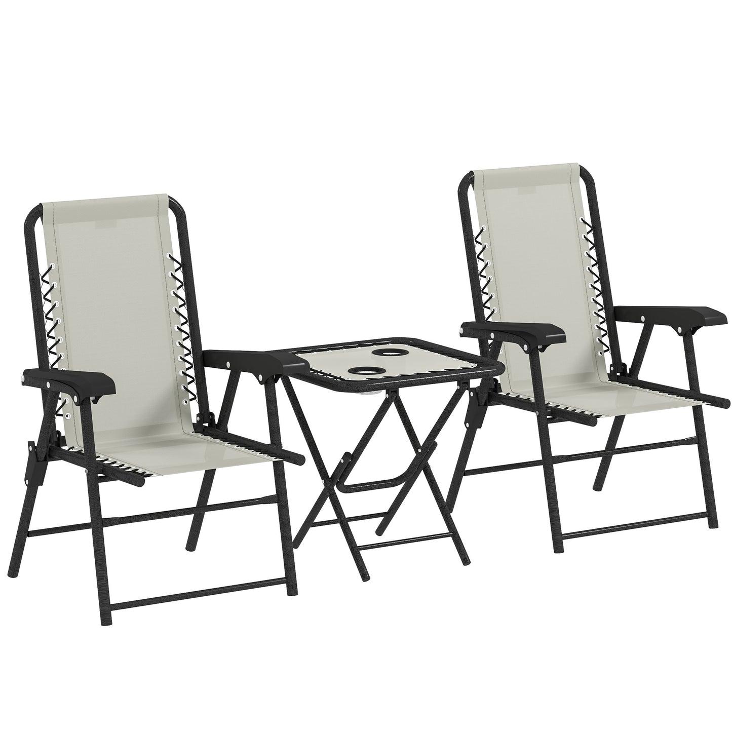 Diroke Metal Cream White 3 Piece Garden Table And Chair Bistro Set