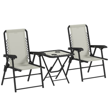 Diroke Metal Cream White 3 Piece Garden Table And Chair Bistro Set