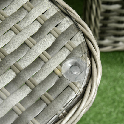 Nakevi Grey Rattan 4 Seater Garden Seating Set With Glass Top Coffee Table