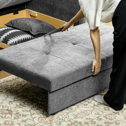 Lane Mili Snow Flannel Grey 2 Seater Sofa Bed With Built In Storage