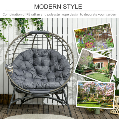 Ranido Grey Rattan Freestanding Folding Egg Chair With Bottle Holder