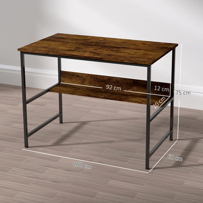 Kesare 100cm Wooden Rustic Brown 2 Tier Home Office Desk